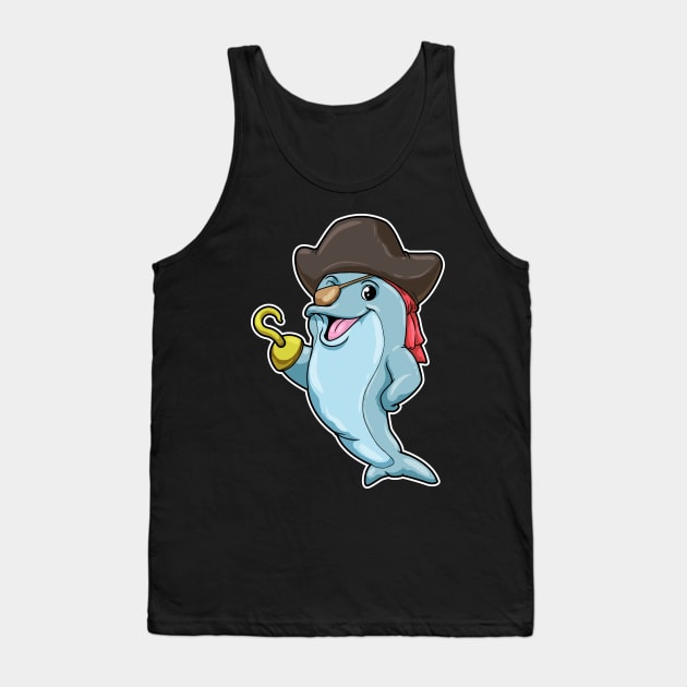 Dolphin as Pirate with Eye patch & Hooked hand Tank Top by Markus Schnabel